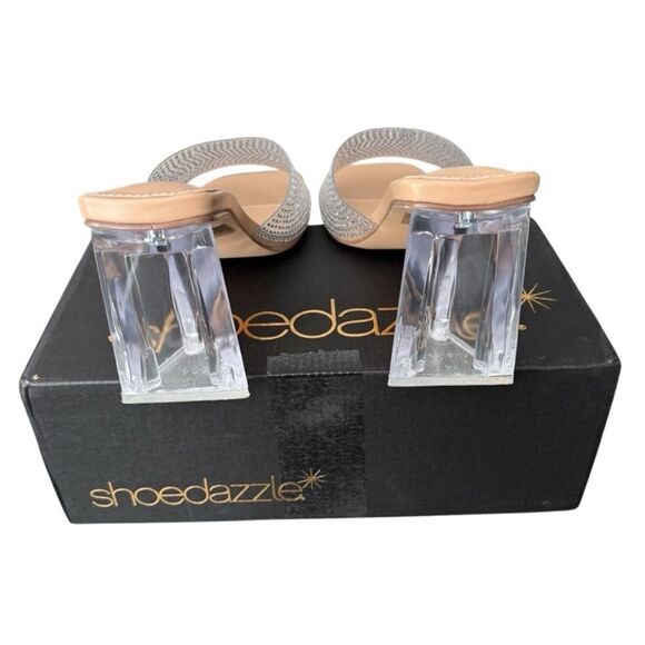 Shoe Dazzle Vela Clear Block Heeled Sandals with Modern Curved Heel Women’s 11 - Picture 5 of 13